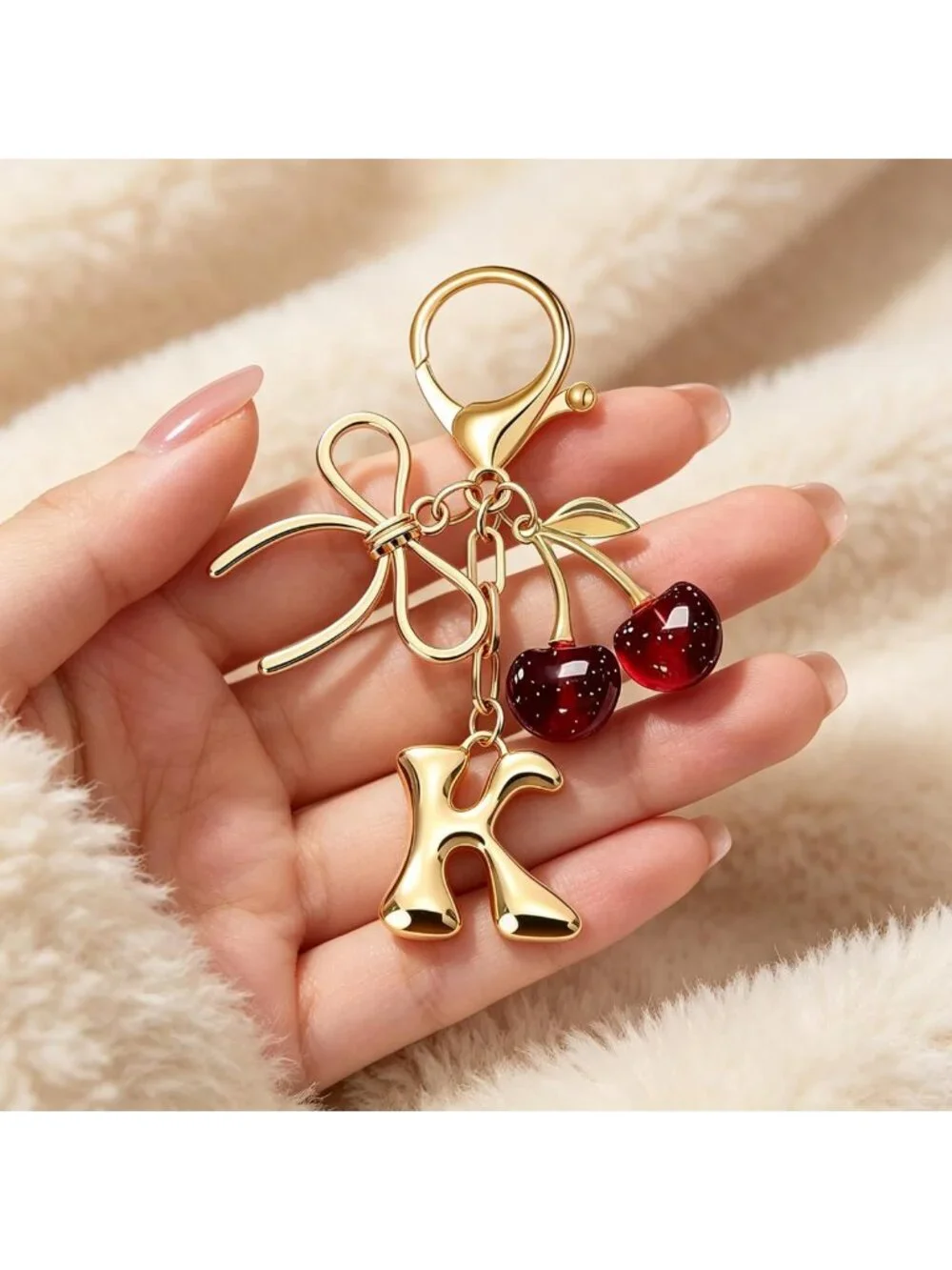 Chic Bubble Initial Keychain Bag Charm for Women - Personalized Accessory